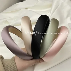 Satin Silk Sponge Headband para mulheres, bandas de cabelo para meninas, acessórios elegantes para cabelo, alta qualidade