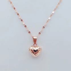 Classic 585 purple gold small heart pendant shiny neckalce for woman exquisite light luxury plated 14k rose gold jewelry gift