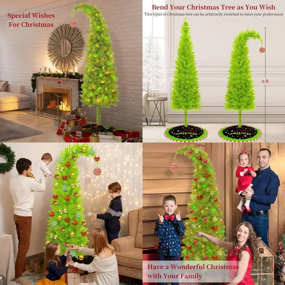 

Причудливое 6-футовое дерево Grinch с гибкими ветвями — идеально подходит для наружного двора или помещения, прочная подставка в комплекте