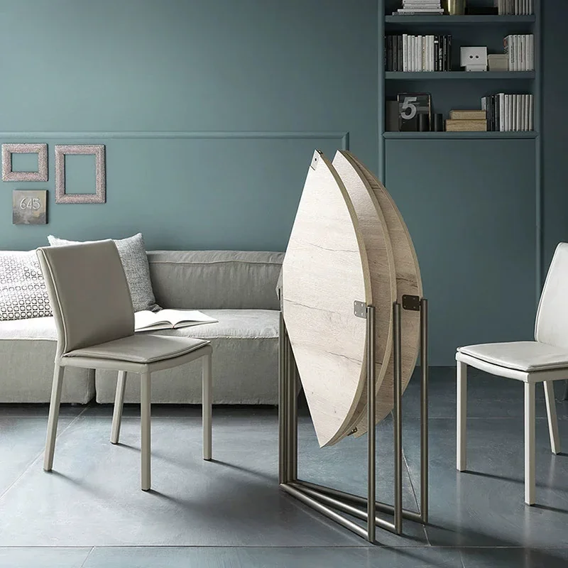 Nordic log style, folding solid wood dining table, multi-functional round dining table, small apartment spare quiet wind