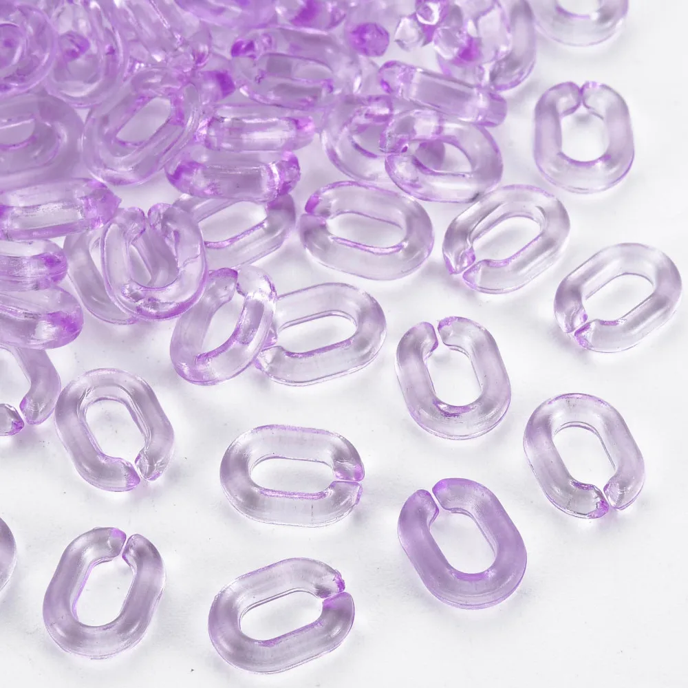 500g Transparent Acrylic Linking Rings Quick Link Connectors For Jewelry Chains Making Oval Medium Orchid 10x7.5x2.5mm