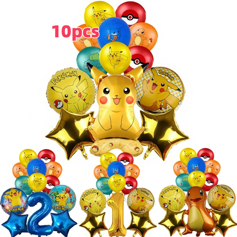 

15Pcs Pocket Monster Foil Balloons Set Digit 1-9 Years Old Baby Shower Kids Charmander Birthday Party Decorations Decor Baby