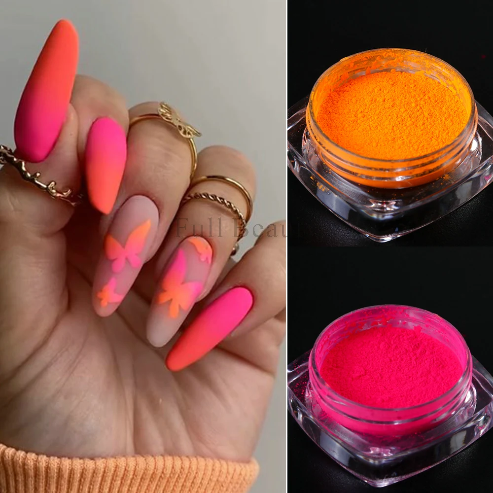 12 sztuk Neon Nail Pigment zestaw flurorecent Glitter letnia dekoracja niebieski różowy Gradient proszek Rub pył Manicure Flakies NTYE01-12