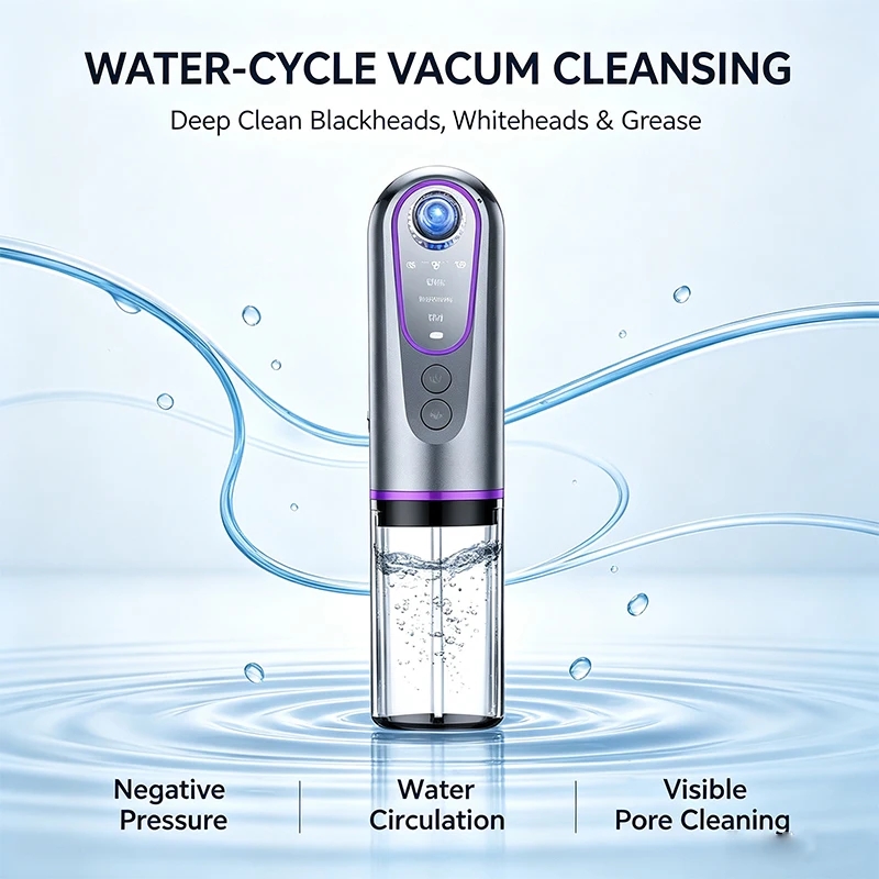 Blackhead Remover Pore Cleanser Small Bubble Facial Tool Oil Water Separation 3 Modes Phototherapy Light Acne Black Dot Removal