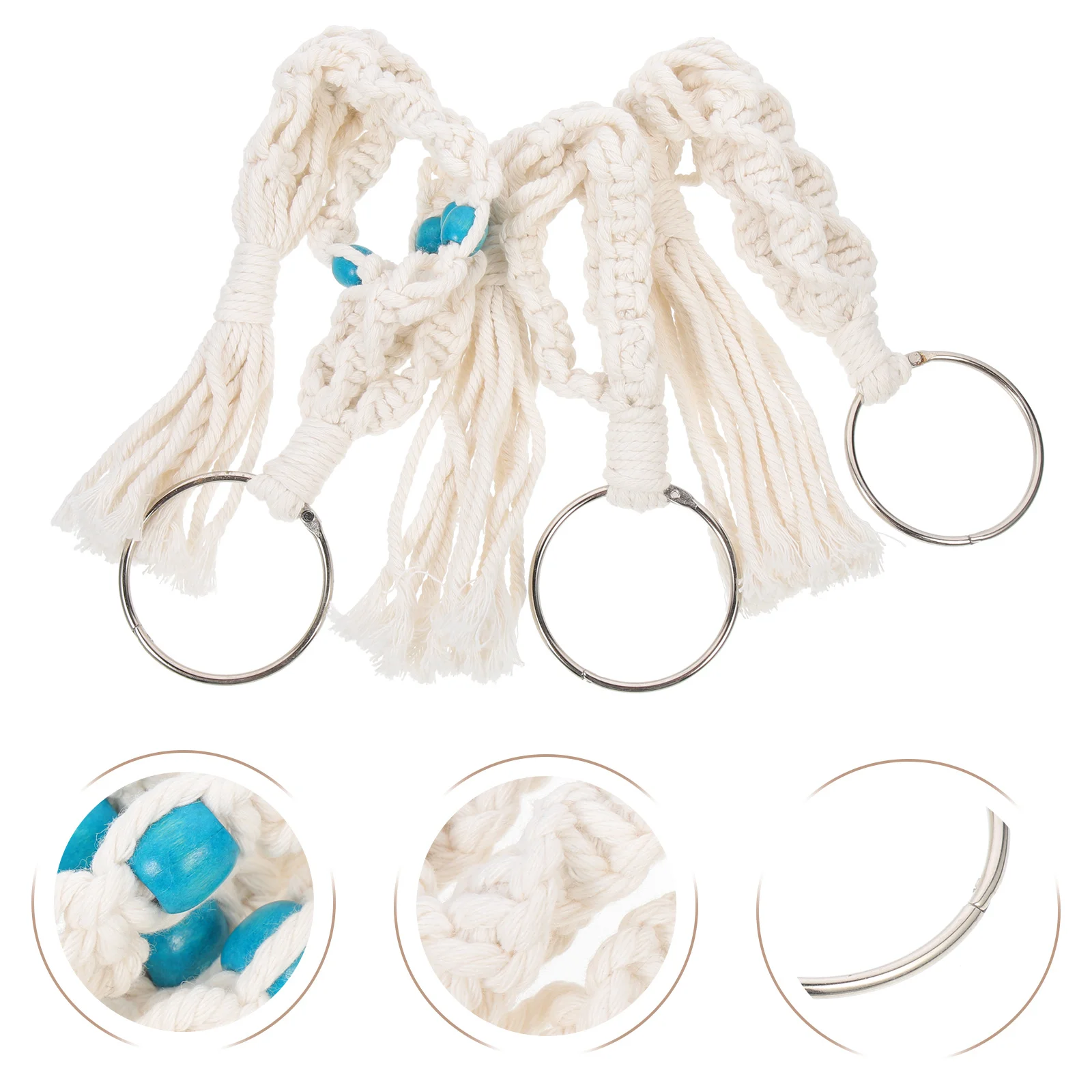 

3pcs Hanging Plant Net Bag Crochet Macrame Plant Hanger Woven Flowerpot Holder For Garden Decor Tassel Design Cotton Rope