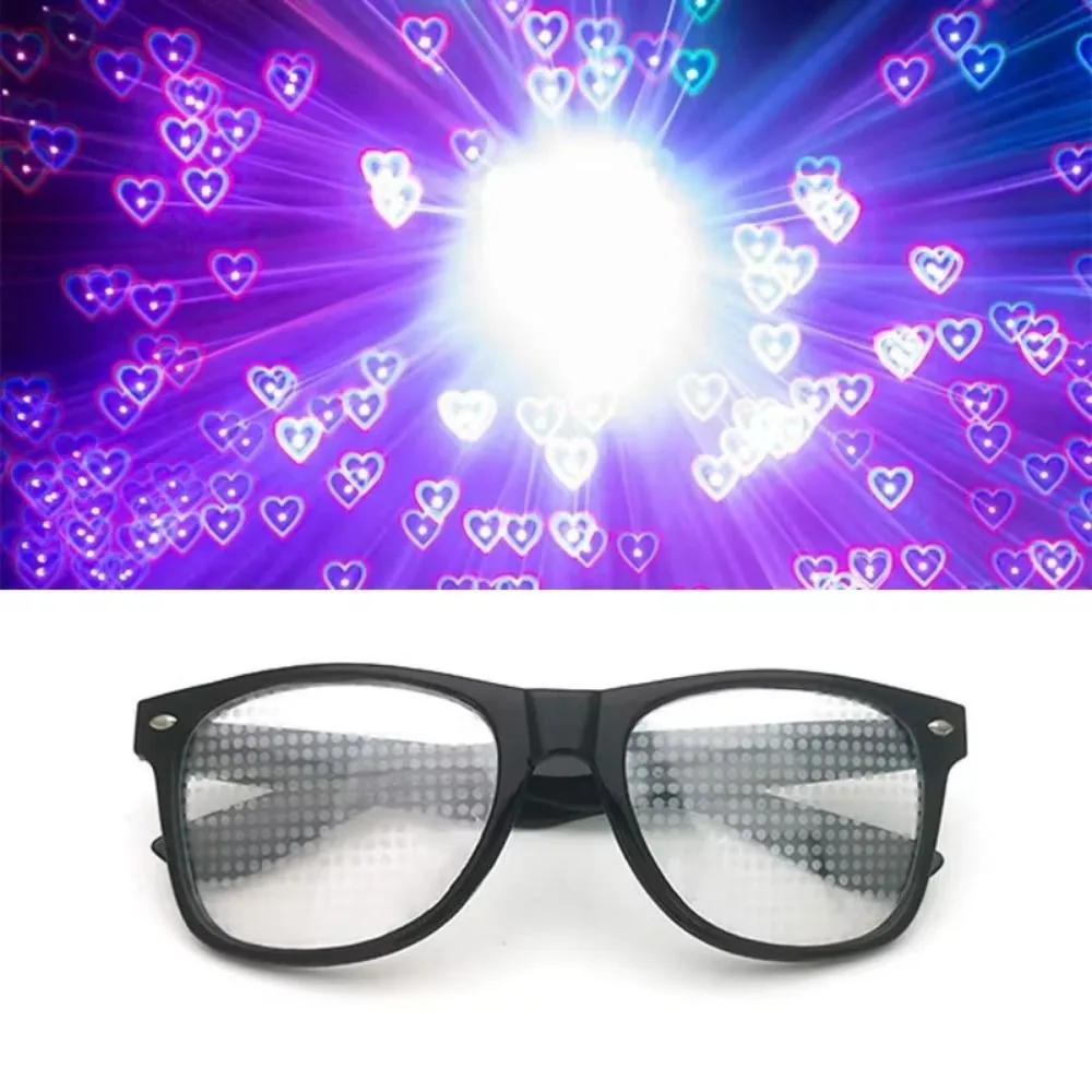Unique Diffraction Glasses Light Refraction Heart Star Snowflake Special Effect Glasses Firework Diffraction Clear/Gray Lens