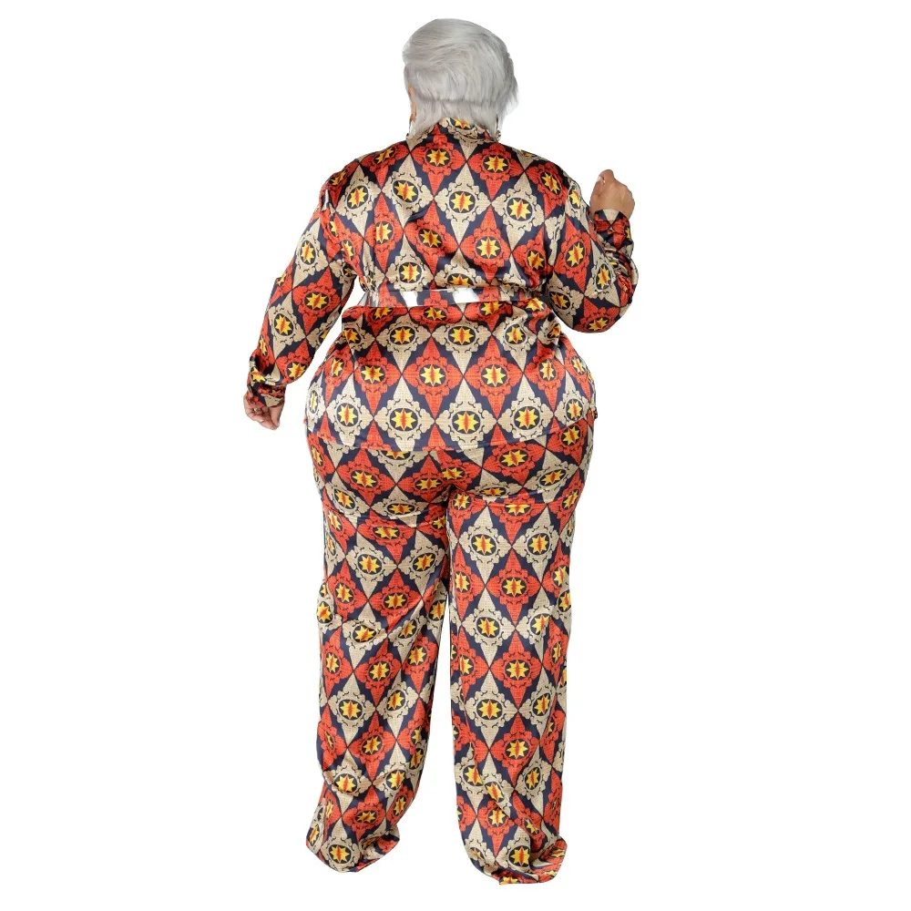 L-4XL Plus Taille Deux Pièces Ensembles pour Femmes Africaines Vêtements 2024 Mode Impression À Manches sulfAt Top et Large Jambe Pantalon Costumes