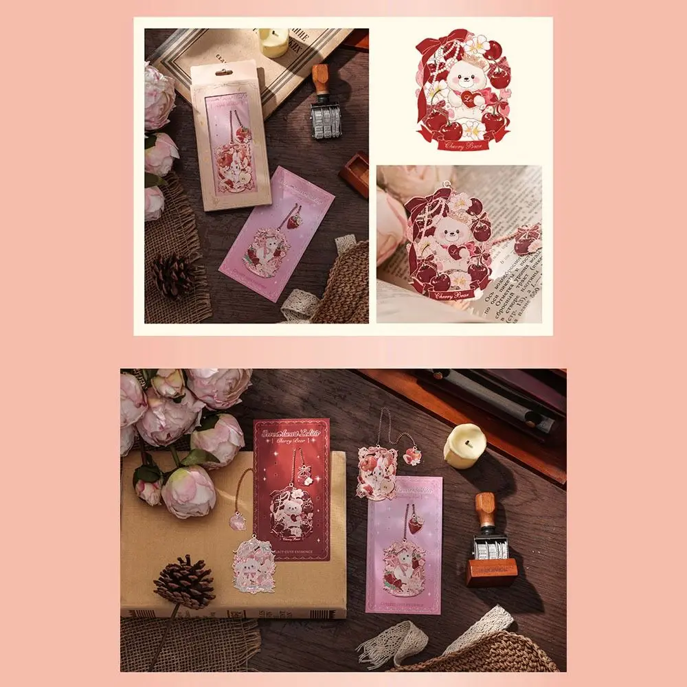 Cute Cat/Rabbit/Bear Metal Bookmark Hollow Portable Reading Book Clip Pendant Bookmark Gifts for Book Lovers Writers Readers