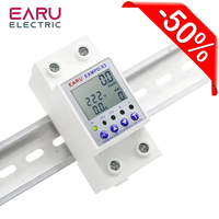 2P Adjustable 63A 230V Protector Over Under Voltage Current Earth Leakage Relay KWh Meter