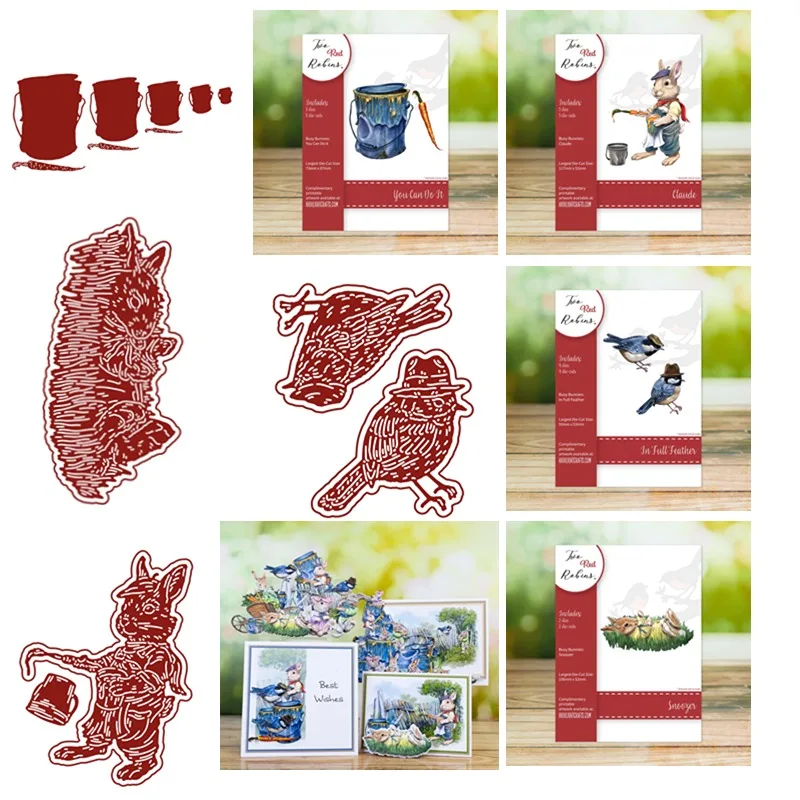 

You Can Do It Busy Bunnies Claude In Full Feather Snoozer Metal Cutting Dies Stamps Stencil Scrapbooking Diary Embossing Diy