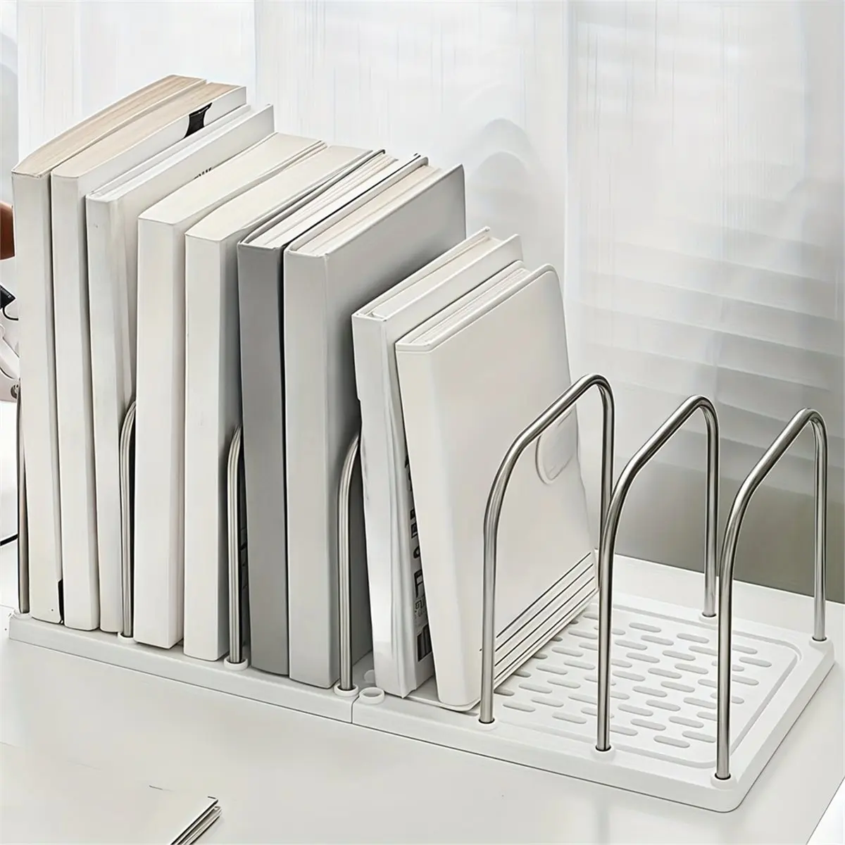 1PCS Modern Minimalist Office Desktop Storage Rack, Divided Vertical Small Book Stand, Suitable for Storing Files, Books