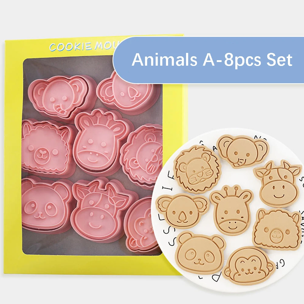 8Pcs Dschungel Safari Cookie Cutter Keks Backform Dinosaurier Hund Katze Bär Foreset Tiere Backen Cookie Werkzeug Kind Geburtstag party – Detail 4
