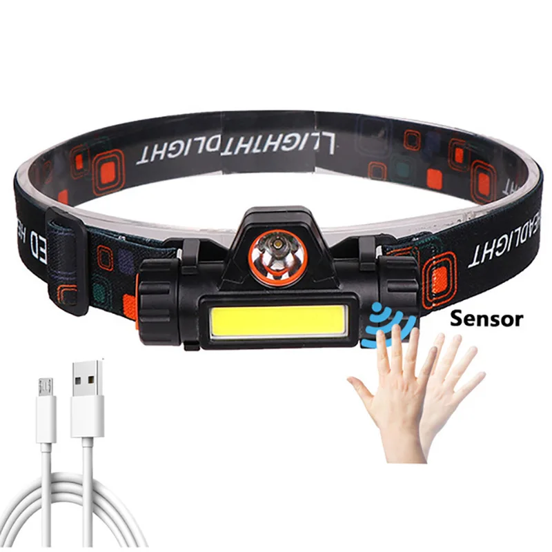 

LED induction headlamp outdoor camping headlamp wearing headlamp hiking fishing headlamp USB charger magnet COB