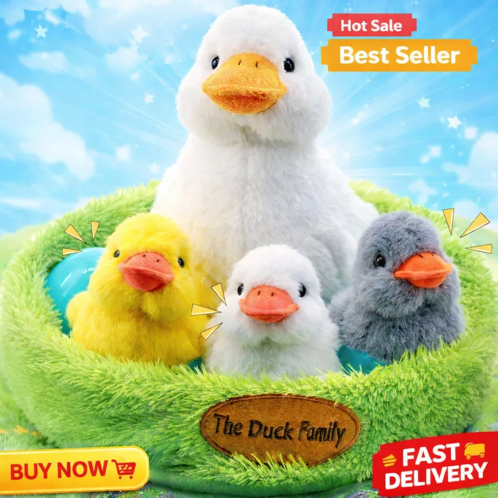 

Набор плюшевых игрушек-утят для детей – Утка-мама с 3 пищащими утята-пупсами, яйцами и сумкой-переноской, мягкий плюшевый рюкзак-игрушка в виде животного