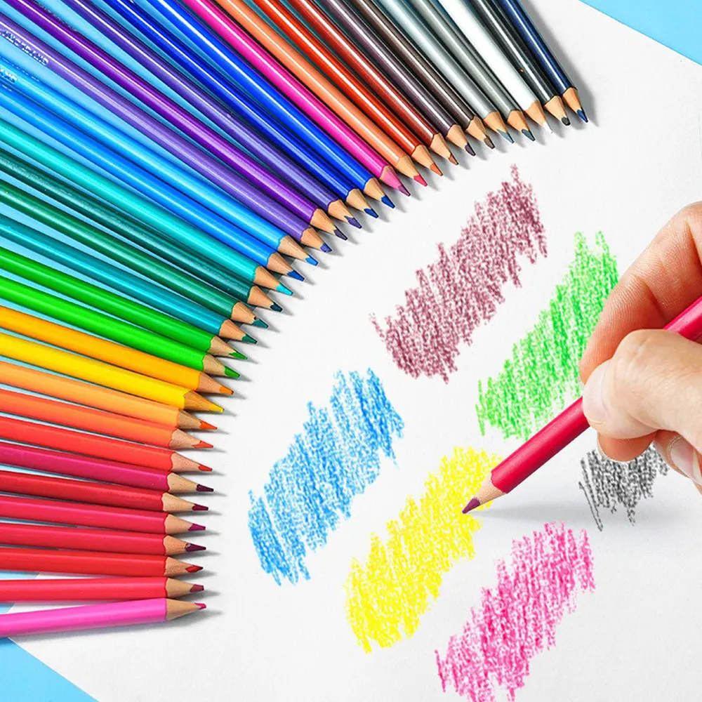 12-48 لون مجموعة أقلام رصاص ملونة HB مثلث حامل قلم لوازم فنية رسم احترافي أقلام رصاص ملونة اللوازم المدرسية القرطاسية