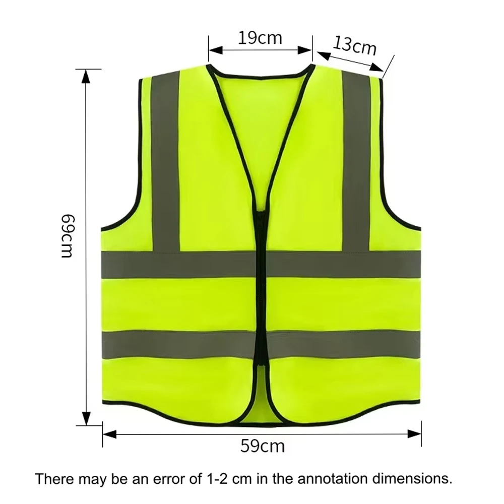 Hi Vis Safety Vest with Zipper Construction Emergency Safety Clothing Workwear