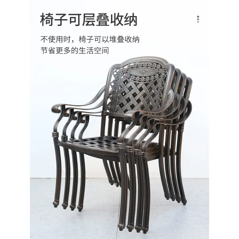 مجموعة طاولة وكرسي خارجي لحديقة الفناء مكونة من خمس قطع مقاومة للصدأ ومقاومة للماء