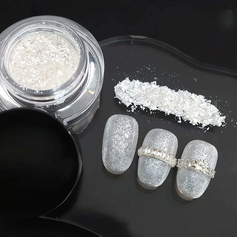 1/6 Stück Diamant-Schneeschmelzpulver, französisches Nagelpulver, Hochzeits-Nagelkunst, DIY-Nagelkunst, künstlerischer Nagelkunst-Charm, Nageldekoration