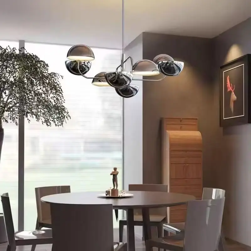 

2025 Modern Black scattering hemisphere Hardware LED chandelier, Artistic Creative Design lustre Ceiling for living room