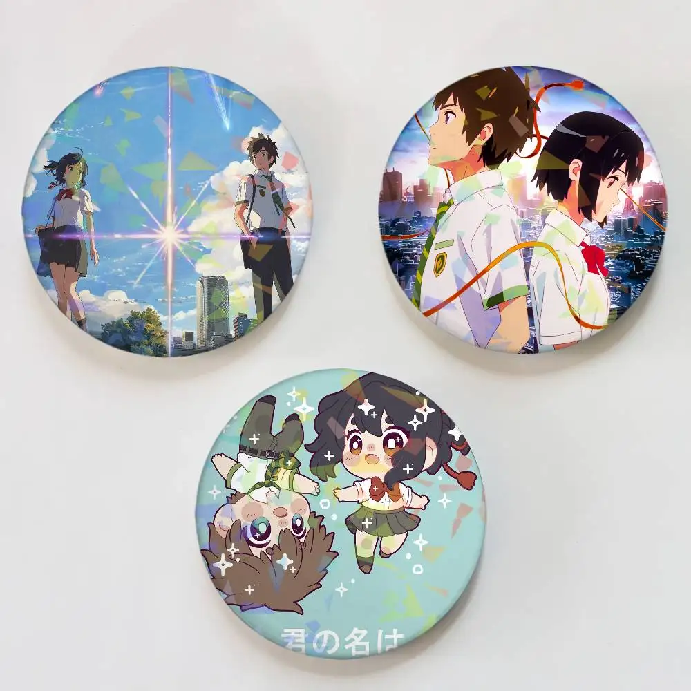 Anime Y-Your Name Runde Laser Abzeichen Brosche Kleidung Rucksack Zubehör Revers Dekoration Geschenk