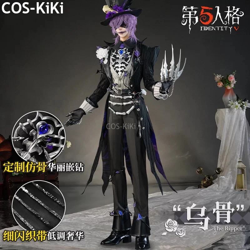 

COS-KiKi Identity V Jack The Ripper-Black Bone Game Suit Cool Handsome Uniform Cosplay Costume Halloween Carnival Party Outfit