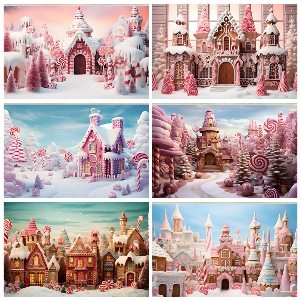 Winter Candy Christmas Castle Background Ice and Snow World White Snowflake Photography Background Little Princess Firstbirthday