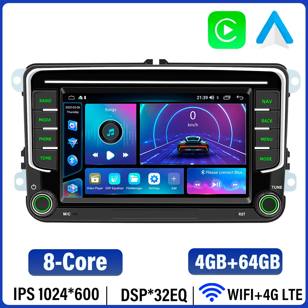 BQCC 7 ''Android 13 Octa Core Auto Speler Voor Volkswagen VW CC Passat B7 Polo Golf 5 6 Jetta uy5 uy6 Carplay Mirrorlink WIFI GPS
