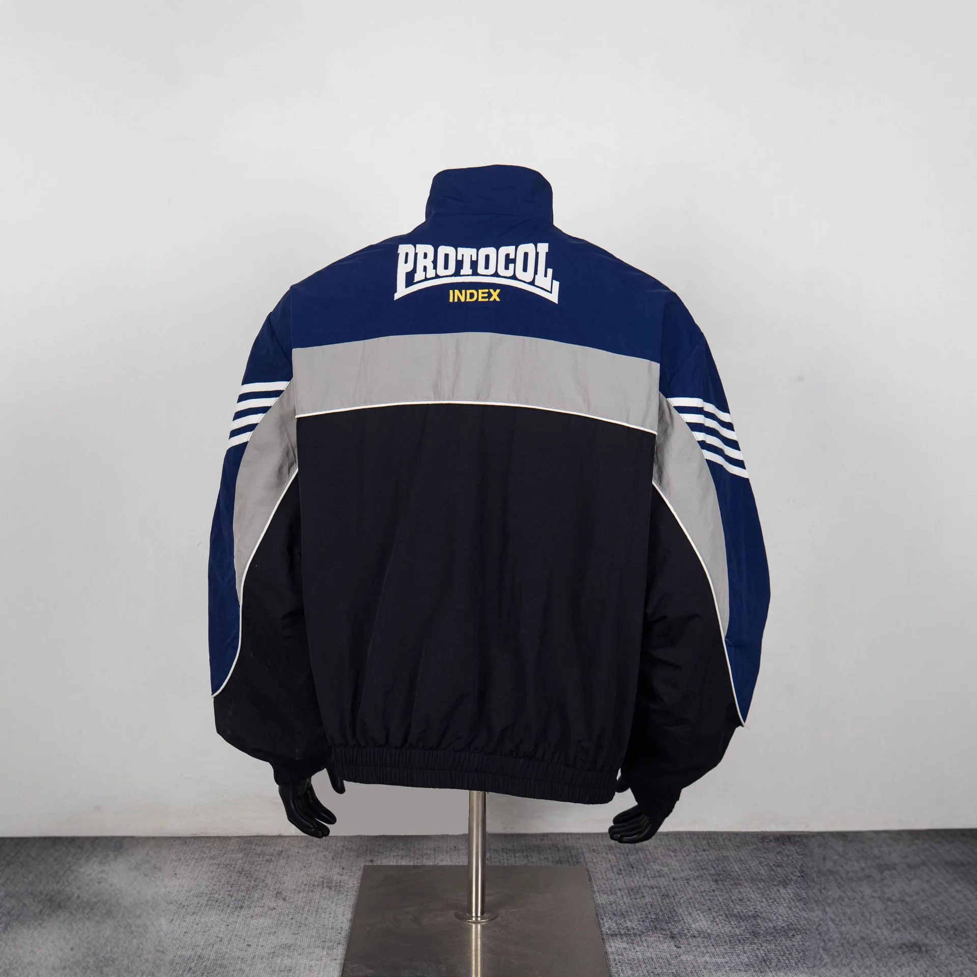 

Protocol index stripe reflective color-matching sportswear zipper jacket coat