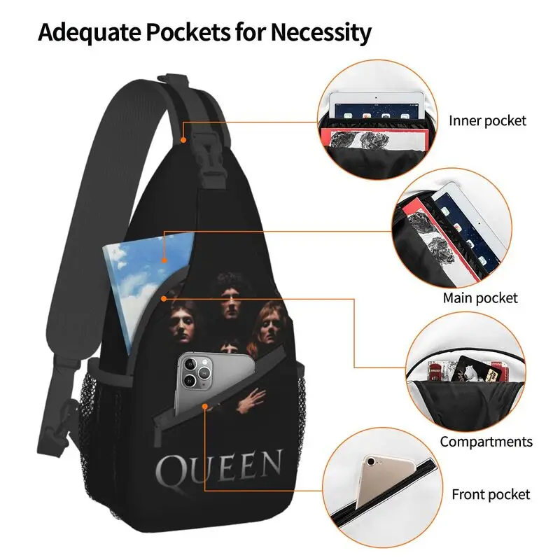 Sac à dos à bandoulière Freddie Mercury Queen Band pour hommes, sac de poitrine personnalisé initié pour le cyclisme, sac à dos de camping