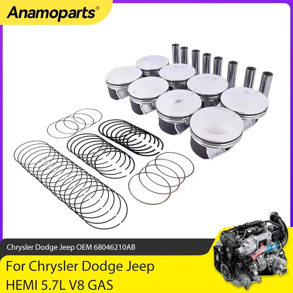Piezas de motor juego de anillos de pistón STD ajuste de gran tamaño 5,7 L V8 GAS para 09-16 Chrysler Aspen Dodge Durango Ram Jeep Grand Cherokee 5.7L