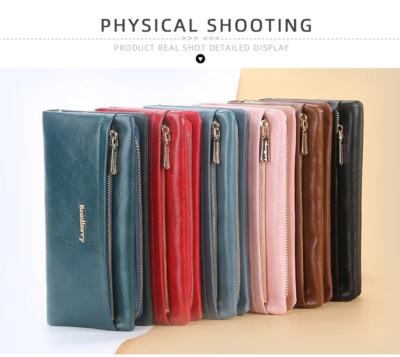 Baellerry Lange Damen-Geldbörsen, Tasche mit Handyfach, Namensgravur, Marken-Damen-Geldbörse mit Reißverschluss, Kartenhalter, Damen-Geldbörse für Mädchen – Detail 9