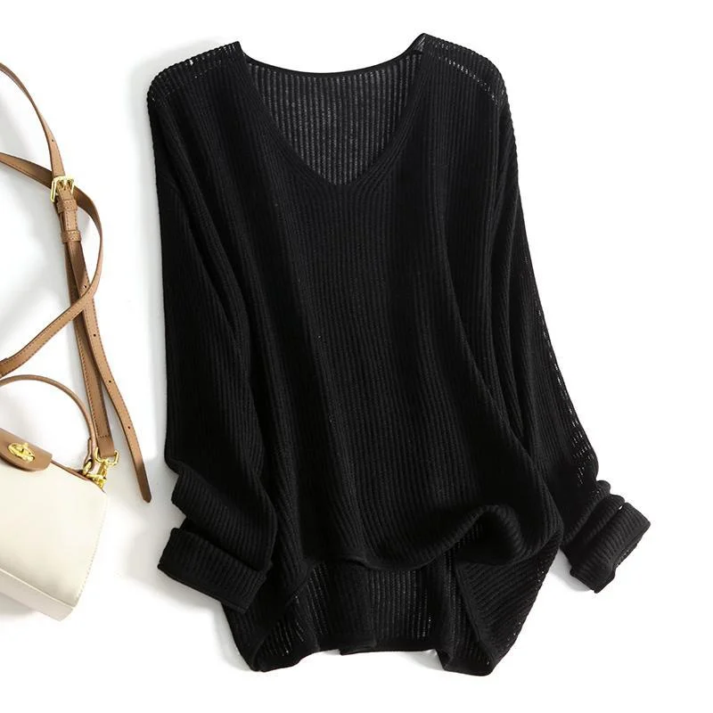 

Женский вязаный свитер очень большого размера, свободный длинный свитер средней длины V-Ne, модный осенне-зимний свитер Faion Base irt