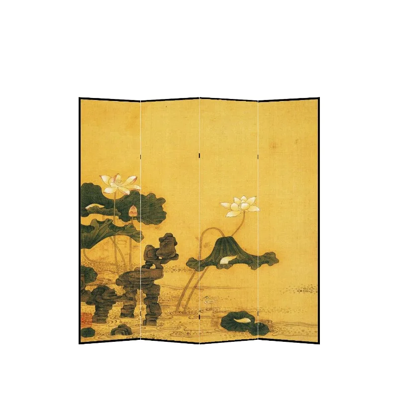 Chinese retro-folding mobile solid wood folding screen