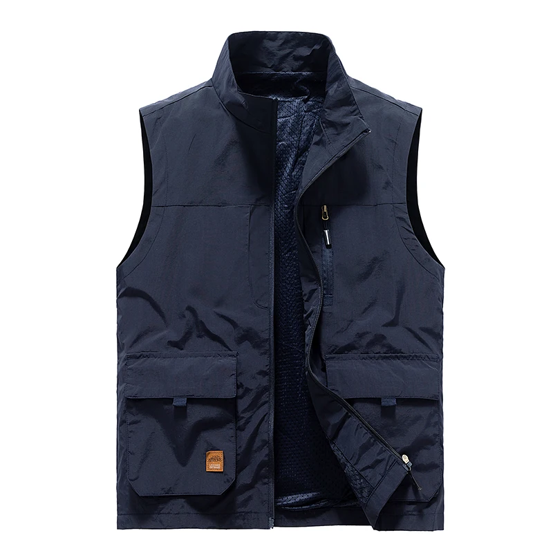 Gilet da uomo primaverile Outdoor allentato traspirante fotografia pesca giacca senza maniche moda Multi tasca Stand up Collar gilet da lavoro