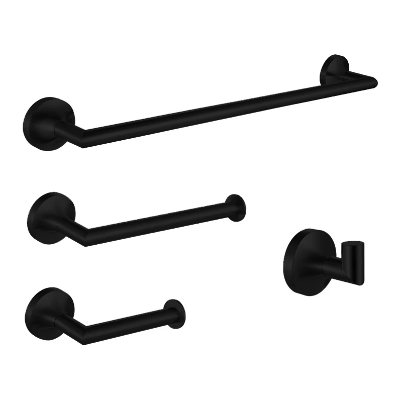 HONGDEC ブラック ステンレス製 4点アクセサリーセット タオル掛け バスルームタオルセット