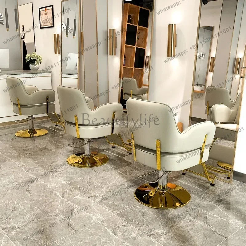 LSFashionable Grey Barber Chair Glamour Elegant Professional Comfy Hairdressing Chair Chairs Beauty Silla De Barbería Furnitur 5