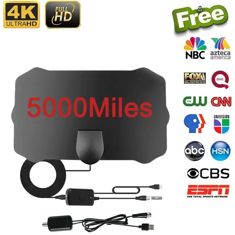 Antena digital para TV de interior 4K, antena HD HDTV DVB-T/T2 DVBT2, antena de TV por cable, 5000 millas, antenas UHF VHF DTV, antena para coche, RV
