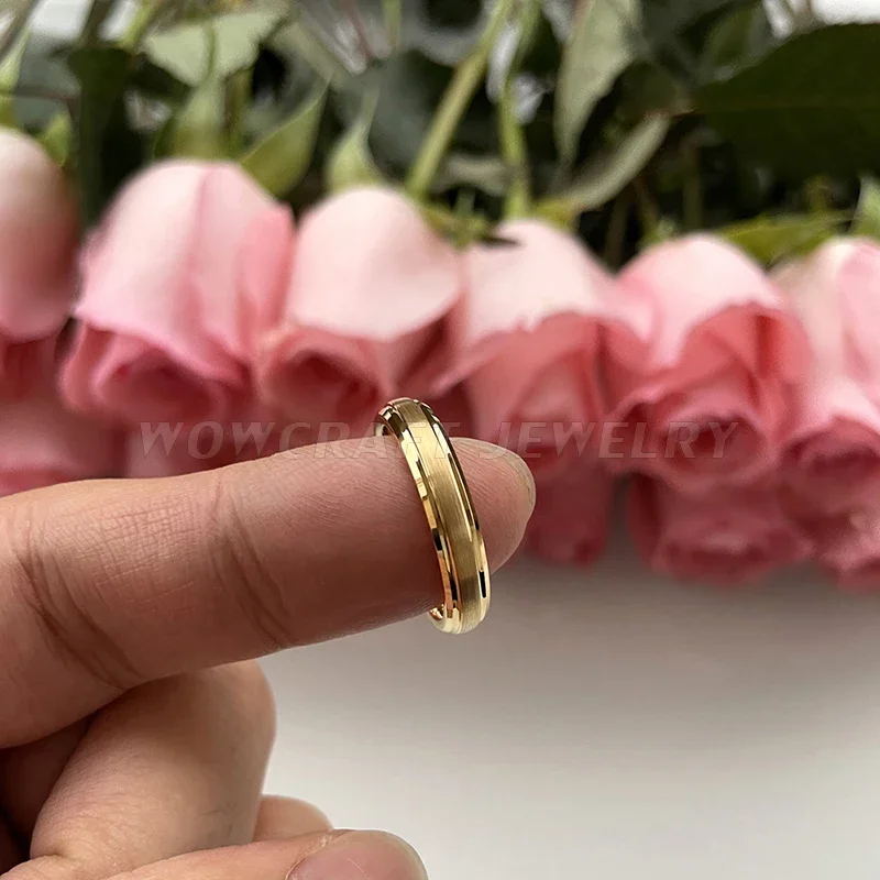 Fashion Jewelry Gold Luxury Wedding Band Brushed Finish I Love You Engraved Wholesale Comfort Fit