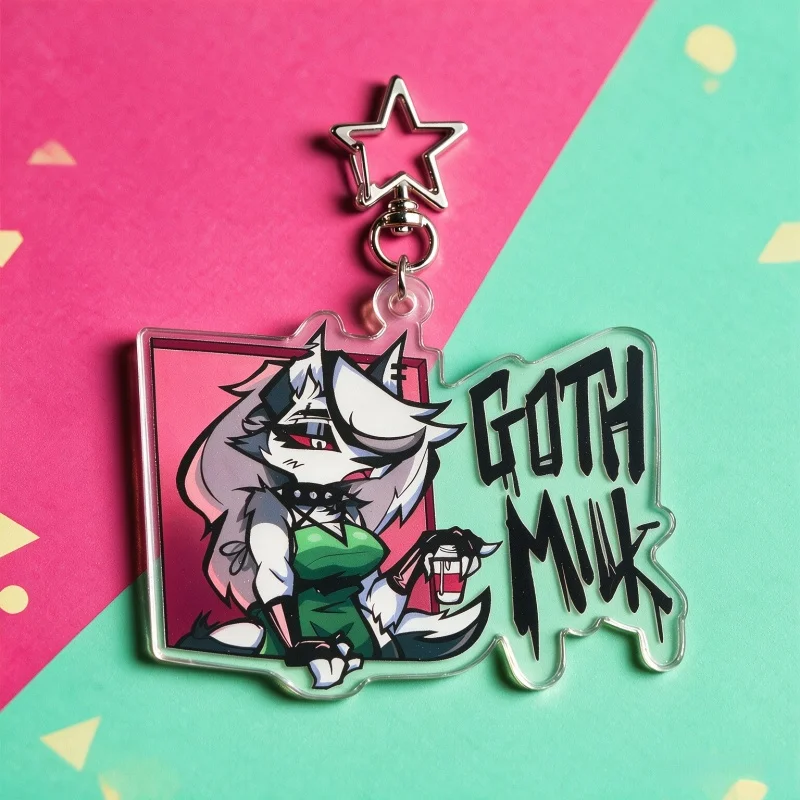 Helluva Boss Loona Goth Milk Furry Acrylic Keychain Star Clear Bag Charm Double Sided Anime Pendant Gift For Hazbin Hotel Fans