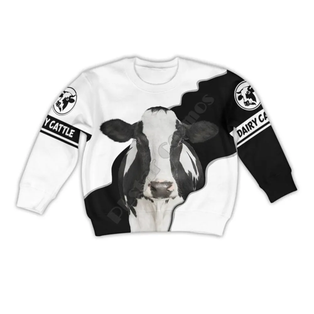 Dairy Cattle 3d printed Hoodies suit tshirt zipper Pullover Kids Suit Funny Sweatshirt Tracksuit 01