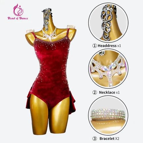 Imagen 2 del producto Vestido de baile latino para mujer, ropa femenina, ropa de práctica para niñas, traje de baile, falda, pantalones, fiesta, deportes, escenario, traje Sexy