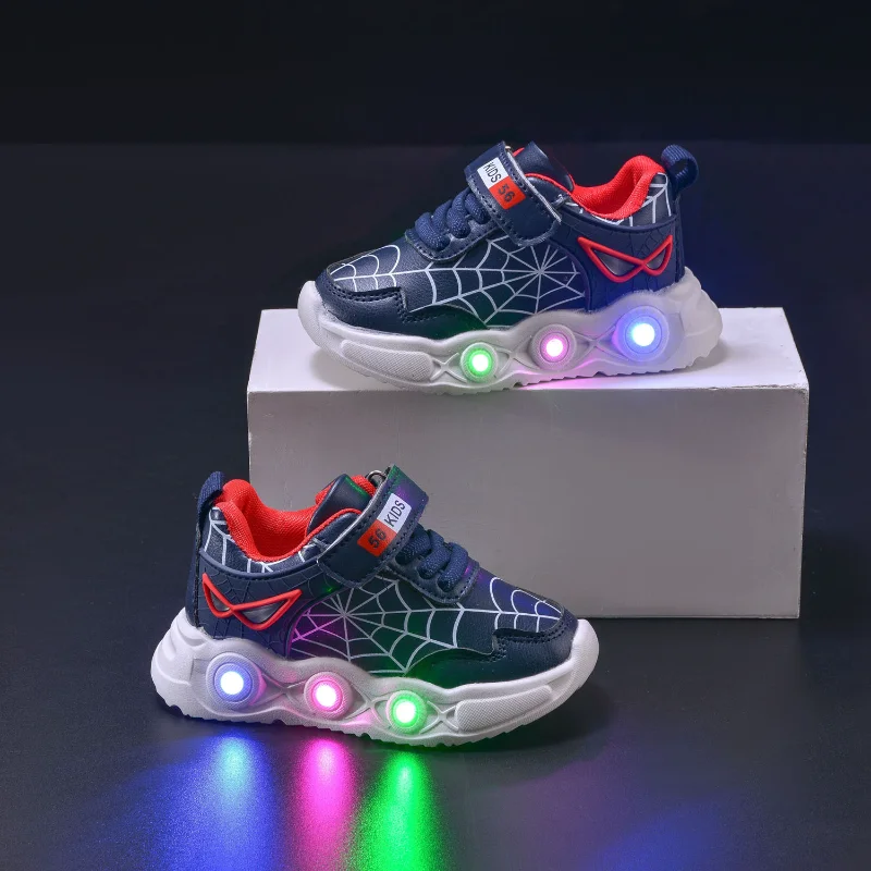 Disney Fashion Spiderman Baby Boys Sneakers Spring/autumn Children\'s Shoes Lighted Sneaker Trendy Kids Boy Sports Casual Shoes