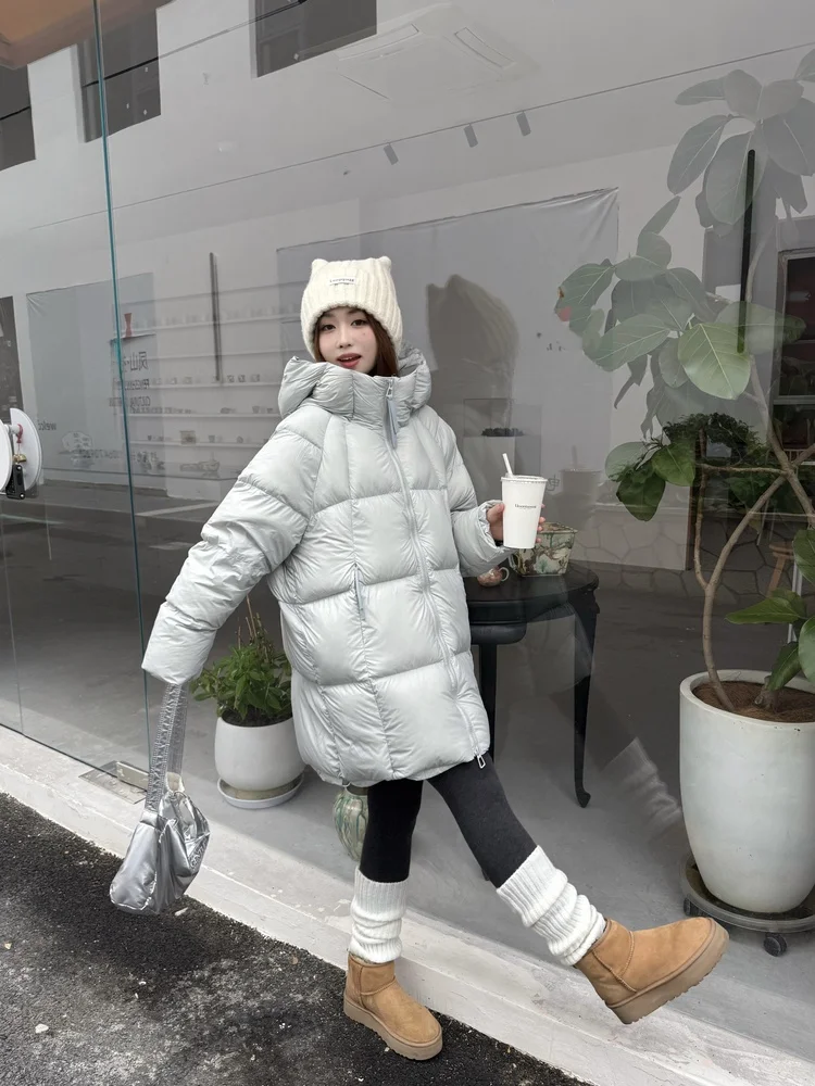 

Женская пуховая куртка LYHOOC средней длины, 90% белый пух, корейский стиль, маленький размер, теплая.