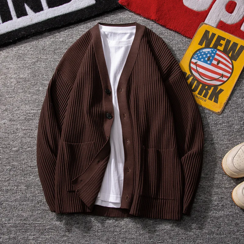 Cardigan stile inghilterra per uomo primavera autunno quotidiano moda Casual nuove maglieria con scollo a v bottone sottile maglione cappotti semplice gioventù