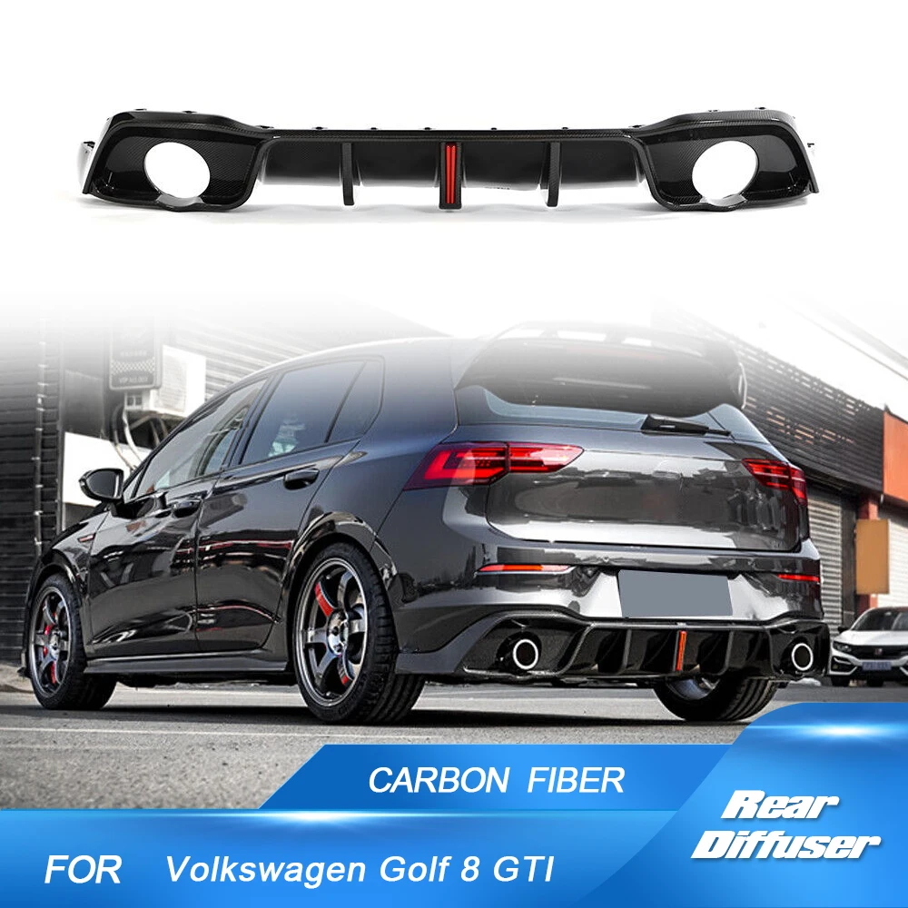 Car Rear Diffuser for Volkswagen Golf 8 MK8 GTI 2021-2022 Auto Rear Lower Bumper Lip Diffuser Spoiler Carbon Fiber Body Kits