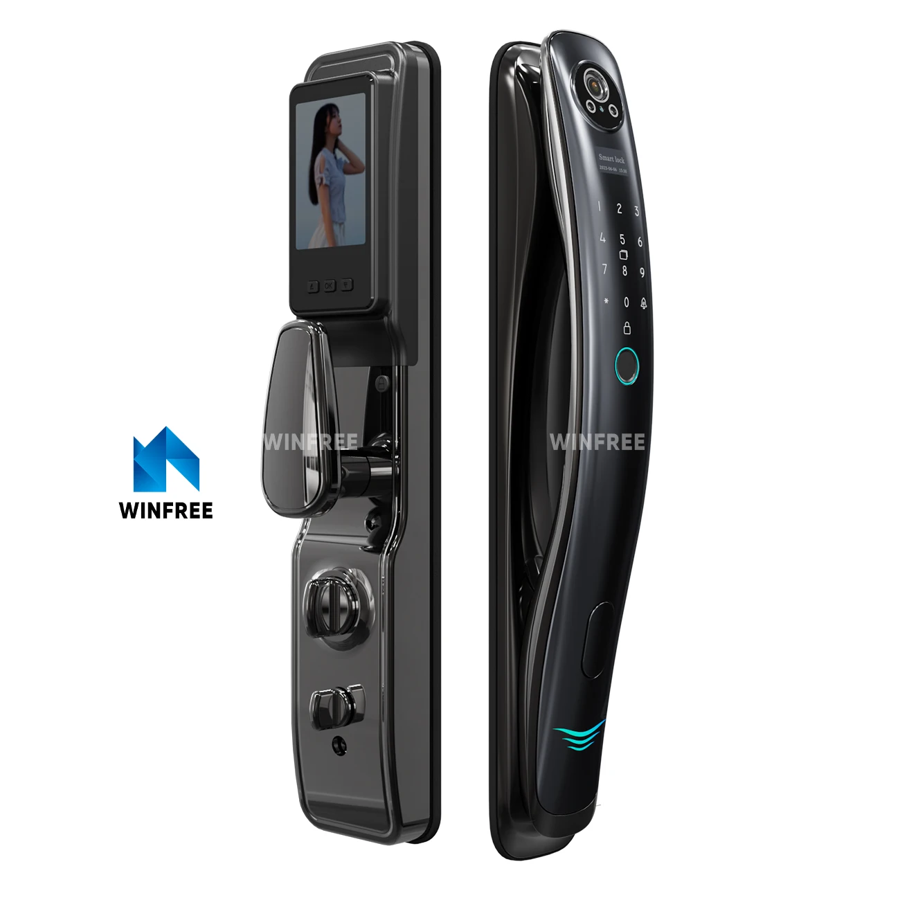 

WINFREE 3D Face Recognition Smart Lock with Doorbell Fingerprint Tuya Password Unlock for Security Door Aluminum Door