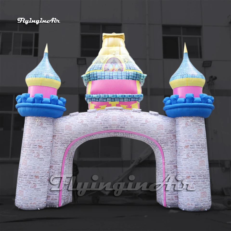 Outdoor Entrance Inflatable Castle Gate 6m Simulation Arch Air Blow Up Princess Arched Door For Anniversary