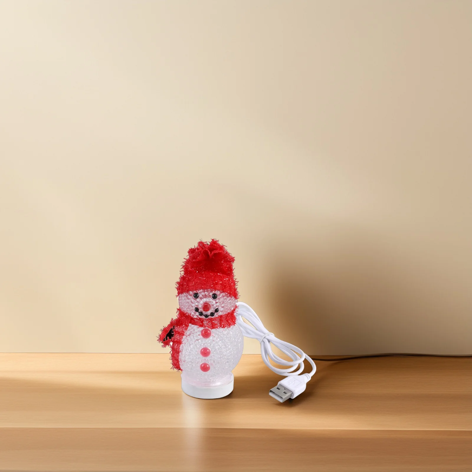 

USB Glowing Snowman Rgb LED Night Light Table Lamp for Home Bedroom Christmas Decor Bedside (Red) Night Light