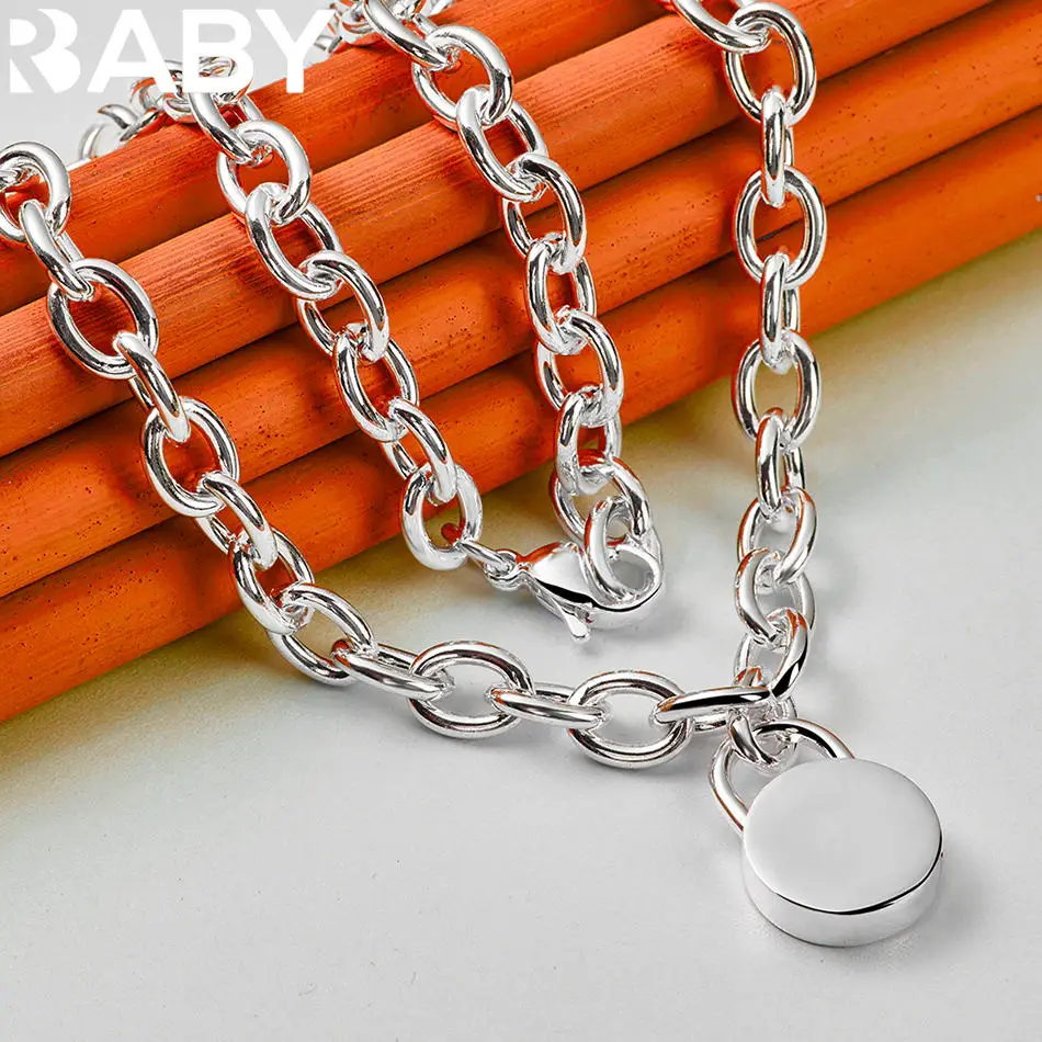 

URBABY 925 Sterling Silver 45cm Round Lock Chain Necklace For Women Charm Trend Birthday Gifts Fashion Party Fine Jewelry