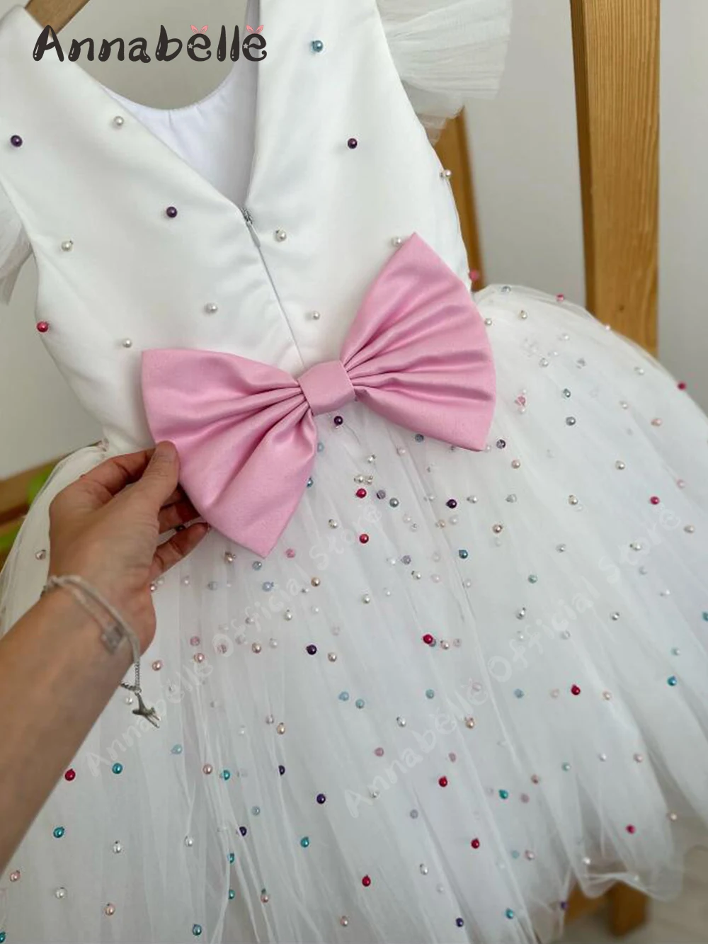 Annabelle-Robe courte à manches volantes pour fille, tenue mignonne et élégante pour un mariage